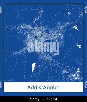 Addis Ababa Éthiopie Africa City carte bleu illustration vectorielle Illustration de Vecteur