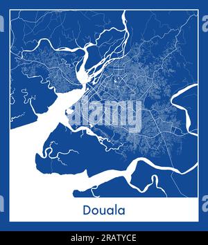 Douala Cameroun Afrique ville carte bleu illustration vectorielle Illustration de Vecteur