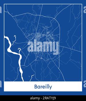 Bareilly Inde Asia City carte bleu illustration vectorielle Illustration de Vecteur