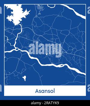 Asansol Inde Asia City carte bleu illustration vectorielle Illustration de Vecteur