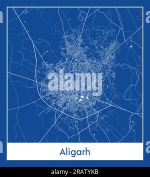 Aligarh Inde Asie ville carte bleu illustration vectorielle Illustration de Vecteur