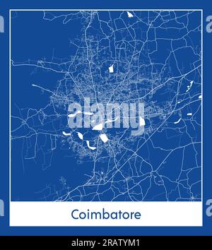 Coimbatore Inde Asie ville carte bleu illustration vectorielle Illustration de Vecteur