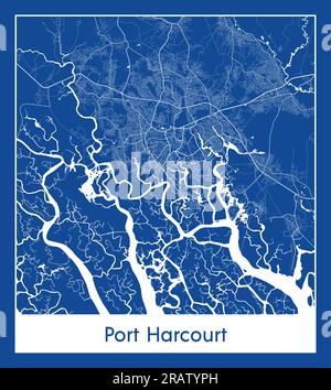 Port Harcourt Nigeria Africa City map illustration vectorielle d'impression bleue Illustration de Vecteur