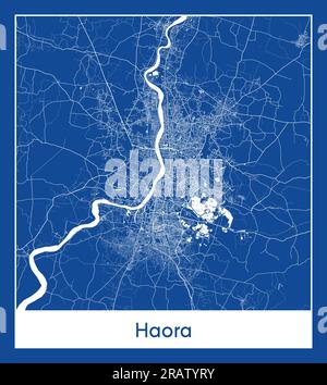 Haora Inde Asie ville carte bleu illustration vectorielle Illustration de Vecteur