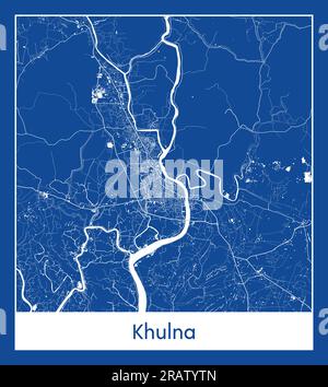 Khulna Bangladesh Asia City carte bleu illustration vectorielle Illustration de Vecteur