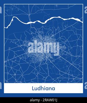 Ludhiana Inde Asie ville carte bleu illustration vectorielle Illustration de Vecteur