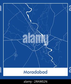 Moradabad Inde Asia City carte bleu illustration vectorielle Illustration de Vecteur