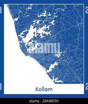 Kollam India Asia City carte bleu illustration vectorielle Illustration de Vecteur