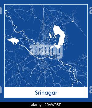 Srinagar Inde Asie ville carte bleu illustration vectorielle Illustration de Vecteur