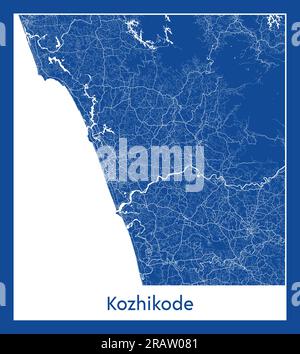 Kozhikode Inde Asia City carte bleu illustration vectorielle Illustration de Vecteur