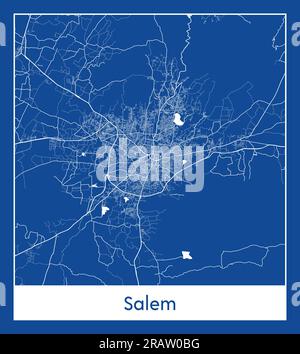 Salem India Asia City map illustration vectorielle d'impression bleue Illustration de Vecteur