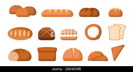 Ensemble de différents concepts de pains Illustration de Vecteur