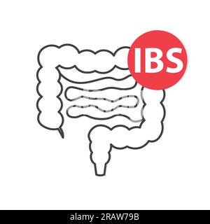 Acronyme IBS (Irritable Sleal syndrome) et illustration vectorielle de contour intestinal Illustration de Vecteur