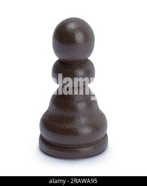 Brwon Pawn Chess Piece découpé sur blanc. Banque D'Images