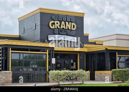 Houston, Texas États-Unis 07-04-2023, 100 Grand Restaurant Bar and Grill extérieur à Houston, TX. Établissement local soul Food. Banque D'Images