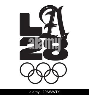 Logo Jeux olympiques d'été 2028 aux États-Unis (Los Angeles 2028) et fond blanc, Illustration vectorielle Abstract image modifiable Illustration de Vecteur