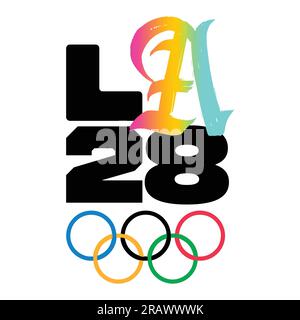 Los Angeles 2028 logo coloré Jeux olympiques d'été 2028 aux États-Unis et fond blanc, Illustration vectorielle Abstract image modifiable Illustration de Vecteur