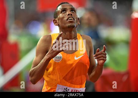 Berihu Aregawi (ETH) remporte le 5 000 m en 14:40,45 lors de Athletiissima, vendredi 30 juin 2023, à Lausanne, Suisse. (Jiro Mochizuki/image du sport) Banque D'Images