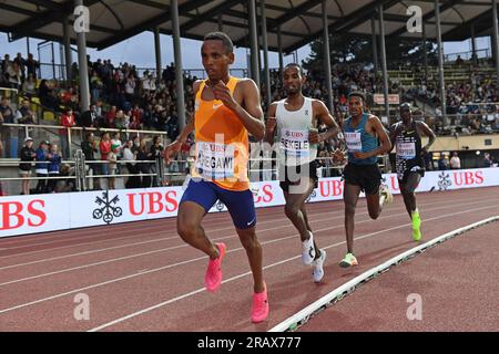 Berihu Aregawi (ETH) remporte le 5 000 m en 14:40,45 lors de Athletiissima, vendredi 30 juin 2023, à Lausanne, Suisse. (Jiro Mochizuki/image du sport) Banque D'Images