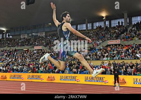 Miltiadis Tentoglou (GRE) se classe deuxième du saut en longueur à 26-5 1/4 (8.07m)lors de l'Athletiissima, vendredi 30 juin 2023, à Lausanne, Suisse. (Jiro Mochizuki/image du sport) Banque D'Images