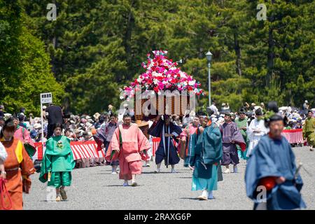 Kyoto, Japon - 16 2023 mai : Aoi Matsuri ( Festival Aoi ). Défilé historique de la période Heian. Banque D'Images