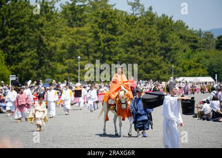 Kyoto, Japon - 16 2023 mai : Aoi Matsuri ( Festival Aoi ). Défilé historique de la période Heian. Banque D'Images