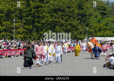 Kyoto, Japon - 16 2023 mai : Aoi Matsuri ( Festival Aoi ). Défilé historique de la période Heian. Banque D'Images