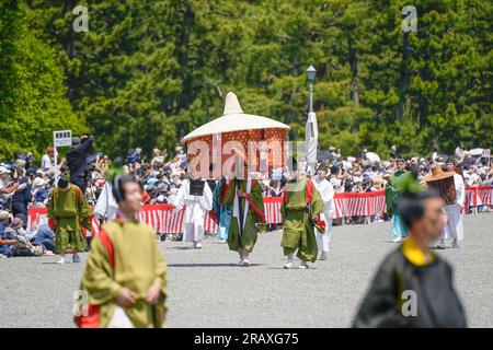 Kyoto, Japon - 16 2023 mai : Aoi Matsuri ( Festival Aoi ). Défilé historique de la période Heian. Banque D'Images