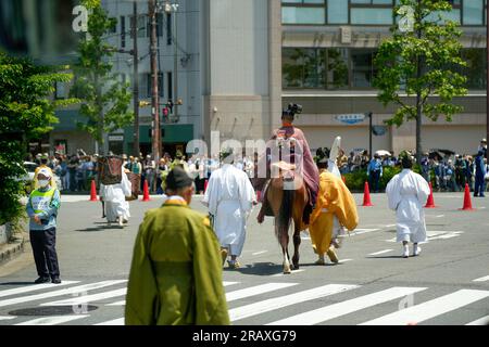 Kyoto, Japon - 16 2023 mai : Aoi Matsuri ( Festival Aoi ). Défilé historique de la période Heian. Banque D'Images