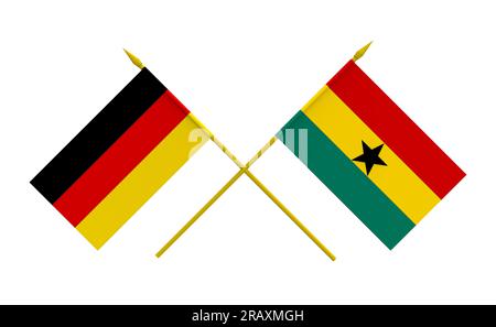 Drapeaux de l'Allemagne et du Ghana, rendu 3d, isolé Banque D'Images