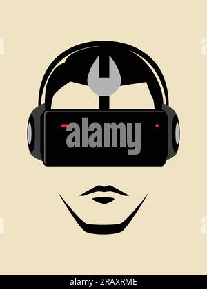 Illustration graphique d'un homme portant des lunettes de réalité virtuelle Illustration de Vecteur