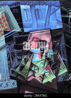 Nature morte avant une fenêtre ouverte (place Ravignan) 1915 par Juan gris Banque D'Images