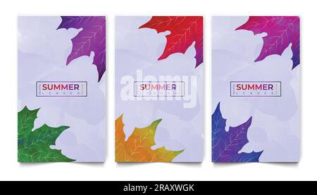 Illustration vectorielle de style dégradé de style coloré feuilles d'été concept d'art de couverture de livre, fond d'été et conception d'art de bannière Illustration de Vecteur
