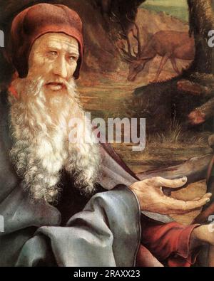 St. Anthony visite St Paul l'ermite dans le désert (détail) 1515 par Matthias Grünewald Banque D'Images