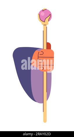 La main de l'assistant tient l'objet vecteur couleur semi-plat du personnel Illustration de Vecteur