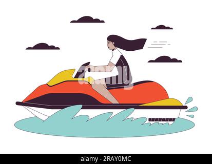 Illustration de spot vectoriel de ligne plate de jet ski Illustration de Vecteur