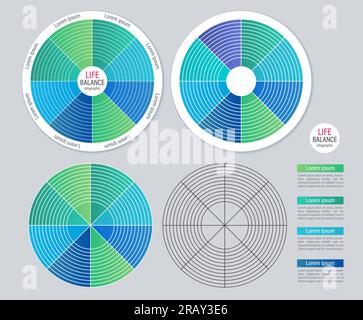 Ensemble d'éléments de conception graphique de la roue de la vie Illustration de Vecteur