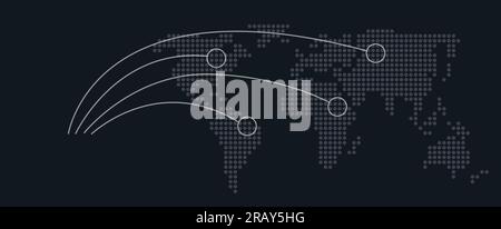 Modèle de conception de concept de communication globale avec carte du monde en pointillés Illustration de Vecteur