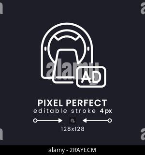 Imagerie par résonance magnétique fonctionnelle blanc linéaire icône de bureau sur noir Illustration de Vecteur