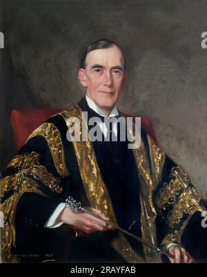 Sir Humphry Davy Rolleston, assis, tenant une masse 1925 de George Henry Banque D'Images