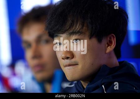 Yuki Tsunoda d'AlphaTauri lors des conférences de presse des pilotes le jour du paddock avant le Grand Prix de Grande-Bretagne 2023 à Silverstone, Towcester. Date de la photo : jeudi 6 juillet 2022. Banque D'Images