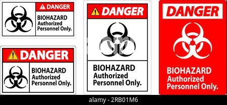 Étiquette danger risque biologique personnel autorisé uniquement Illustration de Vecteur