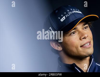 6 juillet 2023. SILVERSTONE - Nyck de Vries (AlphaTauri) s'adresse à la presse sur le circuit de Silverstone à l'approche du Grand Prix de Grande-Bretagne. ANP SEM VAN DER WAL crédit : ANP/Alamy Live News Banque D'Images