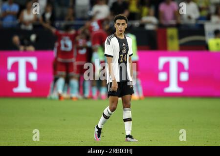 6 juillet 2023. GELSENKIRCHEN - Jamal Musiala d'Allemagne lors du match amical entre l'Allemagne et la Colombie au Veltins-Arena le 20 juin 2023 à Gelsenkirchen, Allemagne. AP | taille néerlandaise | BART STOUTJESDYK crédit : ANP/Alamy Live News Banque D'Images