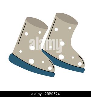 Bottes de pluie en caoutchouc gris dessin animé. Illustration clip art vectorielle. Illustration de Vecteur