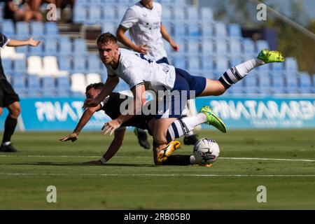 Liam Lindsay, regarder pendant le match, Preston North End FC vs FCB Magpies, hommes, match amical, football Wek, pré-saison estivale, Pinatar Arena football Banque D'Images