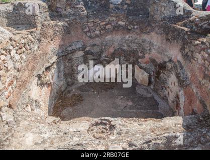 Torreaguila Roman Villa Remains, Barbano, Badajoz, Espagne. Maisons bains tepidarium Banque D'Images