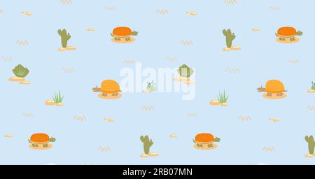 Mignons tortues dans le motif sans couture enfantin du désert. eps10 Illustration de Vecteur