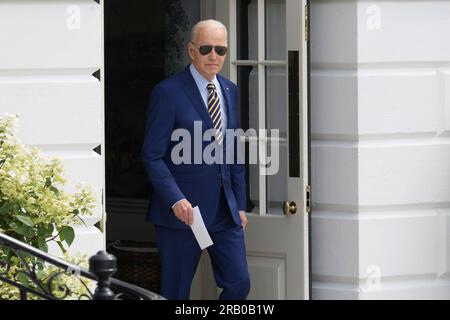 6 juillet 2023, Washington, Distric of Columbia, USA : le président AMÉRICAIN JOE BIDEN part pour prendre Marine One en route vers la base commune Andrew, aujourd'hui le 06 juillet 2023 à South Lawn/White House à Washington DC, USA. (Image de crédit : © Lenin Nolly/ZUMA Press Wire) USAGE ÉDITORIAL SEULEMENT! Non destiné à UN USAGE commercial ! Banque D'Images