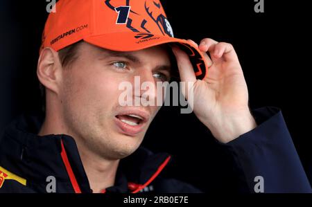 Silverstone, Angleterre. 06.07.23. Le pilote Red Bull Max Verstappen en paddock à la veille du Grand Prix de Grande-Bretagne 2023. Crédit : Bradley Collyer/Alamy Live News Banque D'Images